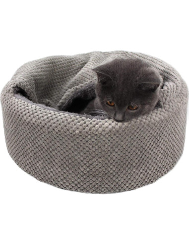 Cama para Gatos Winsterch - Redonda Suave Gris 32x32 cm