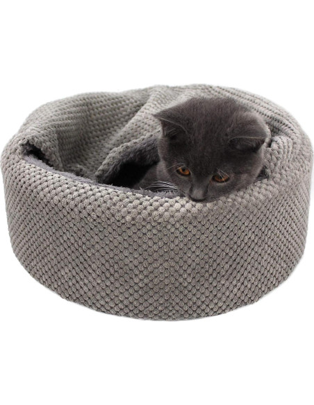 Cama para Gatos Winsterch - Redonda Suave Gris 32x32 cm