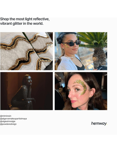 Glitter Ultra Brillante Hemway Oro 100g - Grado Cosmético