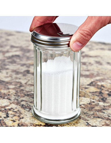 Dispensador de Azúcar de Vidrio BNYD 14 cm con Tapa de Metal