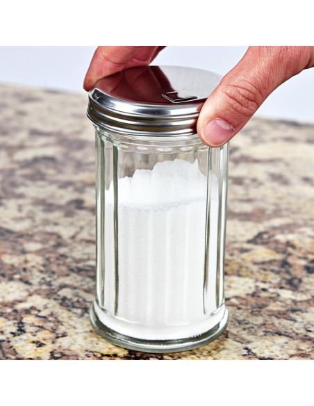 Dispensador de Azúcar de Vidrio BNYD 14 cm con Tapa de Metal