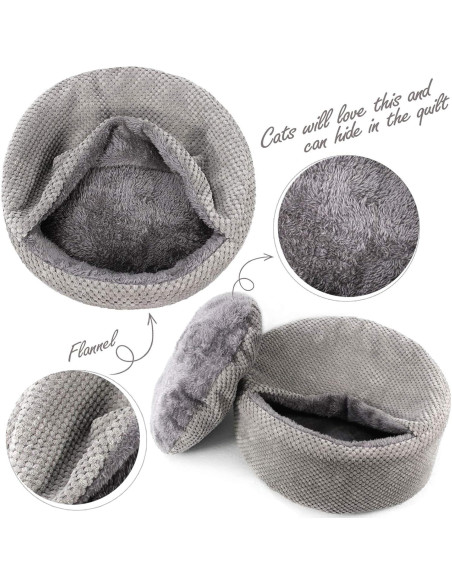 Cama para Gatos Winsterch - Redonda Suave Gris 32x32 cm
