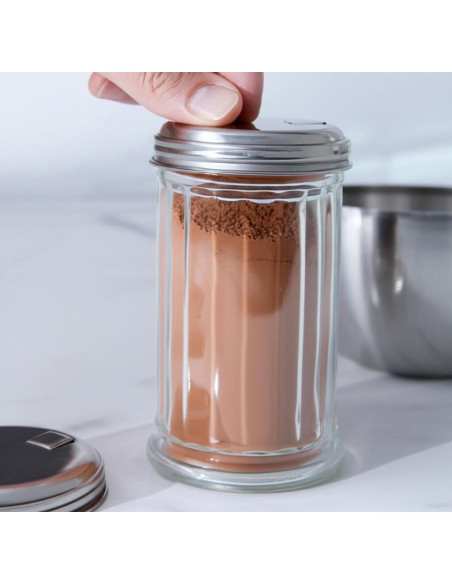Dispensador de Azúcar de Vidrio BNYD 14 cm con Tapa de Metal