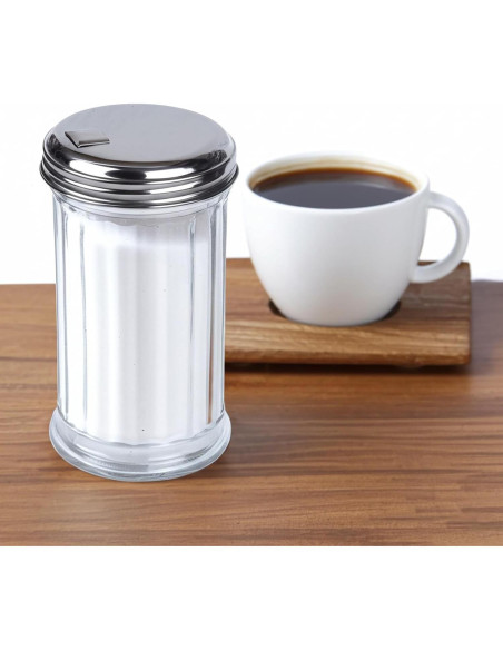Dispensador de Azúcar de Vidrio BNYD 14 cm con Tapa de Metal