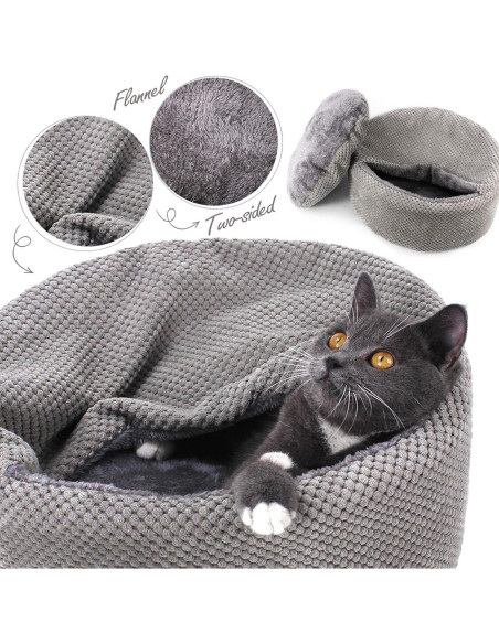 Cama para Gatos Winsterch - Redonda Suave Gris 32x32 cm