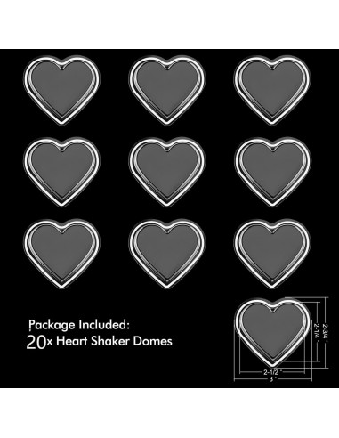 20 Piezas Cubiertas Shaker Corazón BAOFALI 6.35x5.72 cm