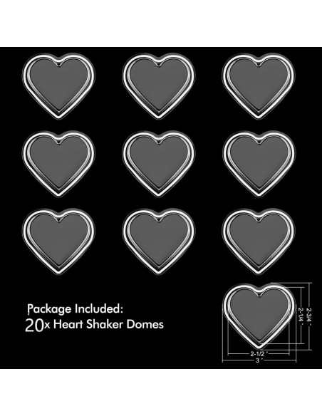 20 Piezas Cubiertas Shaker Corazón BAOFALI 6.35x5.72 cm