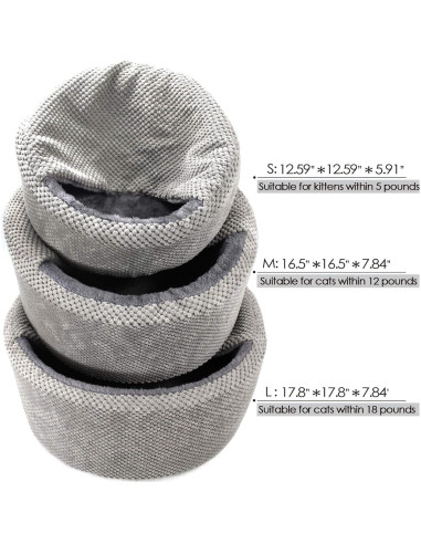 Cama para Gatos Winsterch - Redonda Suave Gris 32x32 cm