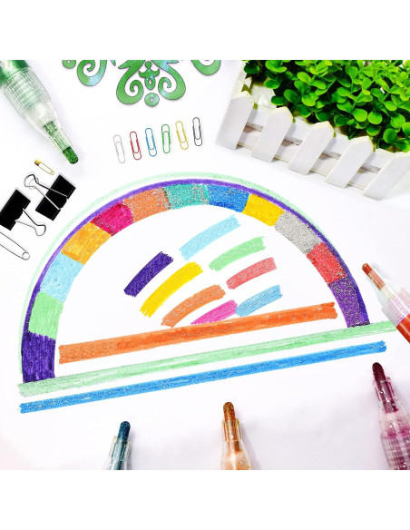 Marcadores Brillantes YISAN, 12 Colores, Punta Media, Lavables