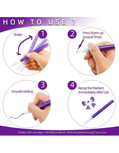 Marcadores Brillantes YISAN, 12 Colores, Punta Media, Lavables