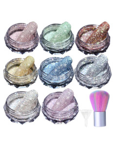 Kit de Polvo de Uñas Brillantes UARUOGP - 8 Colores 2g