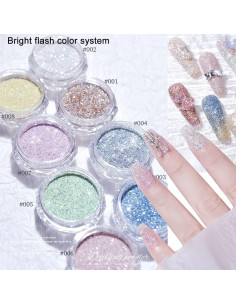 Kit de Polvo de Uñas Brillantes UARUOGP - 8 Colores 2g 2