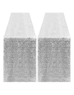 Caminos de Mesa de Lentejuelas Plateados Yblut 2 Piezas 30.48x182.88cm