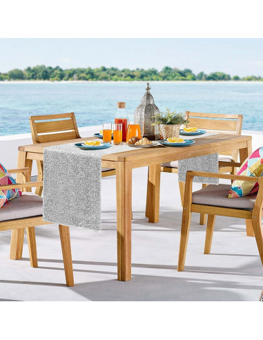 Caminos de Mesa de Lentejuelas Plateados Yblut 2 Piezas 30.48x182.88cm