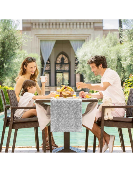 Caminos de Mesa de Lentejuelas Plateados Yblut 2 Piezas 30.48x182.88cm