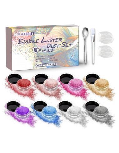 Brillo Comestible COLAYERIST 8 Colores 3g para Bebidas y Postres