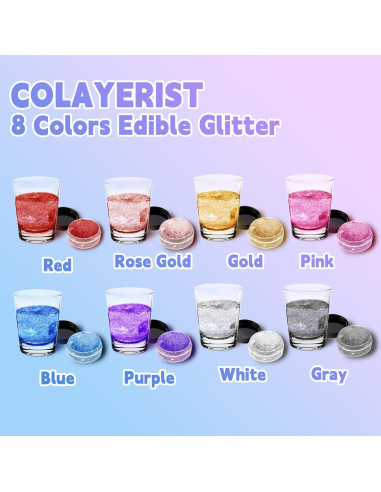 Brillo Comestible COLAYERIST 8 Colores 3g para Bebidas y Postres