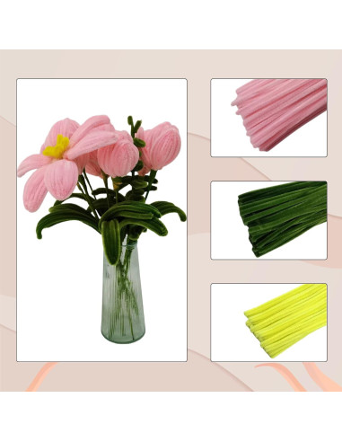 Conjunto de 210 limpiapipas Swpohrat rosa y verde para manualidades