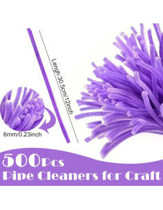 500 Limpiadores de Tubos Morados Daover 30 cm Manualidades DIY 2