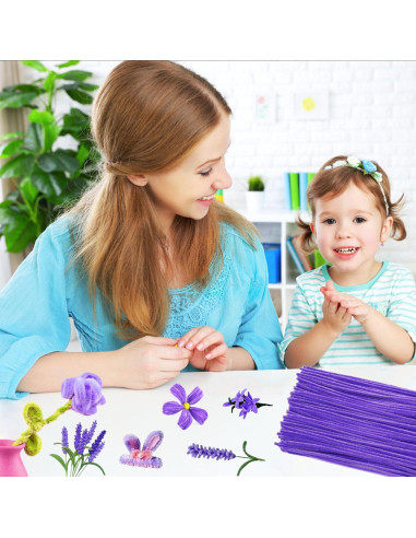 500 Limpiadores de Tubos Morados Daover 30 cm Manualidades DIY