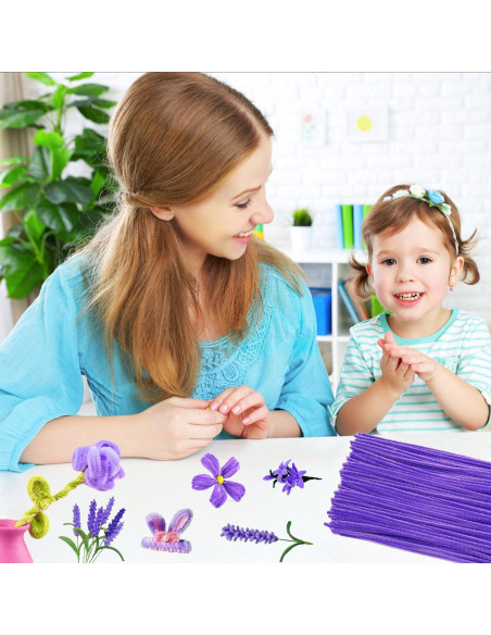 500 Limpiadores de Tubos Morados Daover 30 cm Manualidades DIY