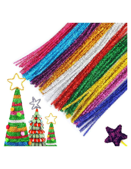 100 Limpiadores de Tubos Chenille 30 cm 10 Colores Manualidades