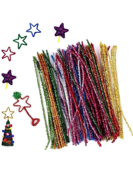 100 Limpiadores de Tubos Chenille 30 cm 10 Colores Manualidades