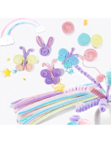 100 Limpiapipas Chenille Negros XIAOJING0 para Manualidades