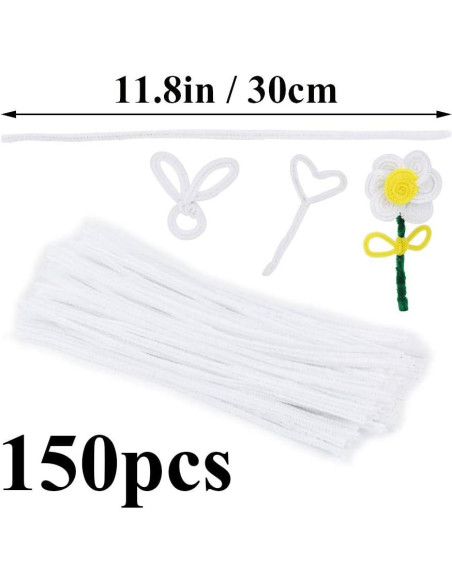 150 Limpiapipas Blancos Zlulary para Manualidades y Decoración