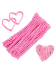 100 Limpiapipas Rosas Chenille 6 mm x 30 cm para Manualidades