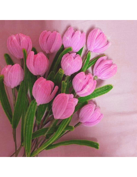 100 Limpiapipas Rosas Chenille 6 mm x 30 cm para Manualidades