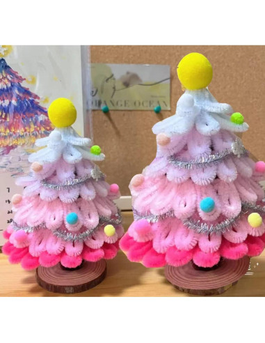 100 Limpiapipas Rosas Chenille 6 mm x 30 cm para Manualidades