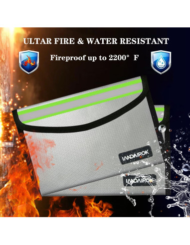 Bolsa a Prueba de Fuego IANDAIROK 13x20cm Plata 2 Piezas