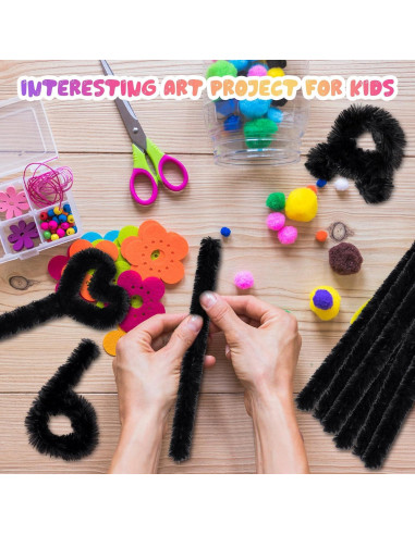 Limpiapipas Jumbo Hotop 60 Piezas 30mm Negros Manualidades