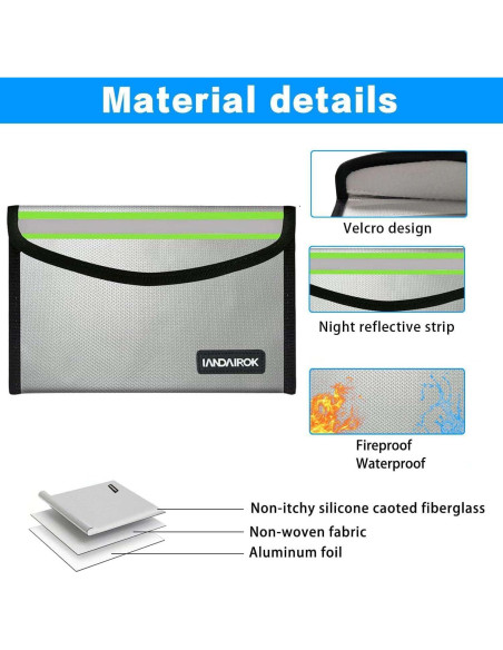 Bolsa a Prueba de Fuego IANDAIROK 13x20cm Plata 2 Piezas