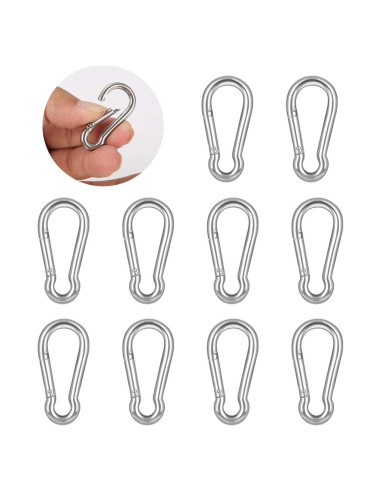 10 Clips de Carabiner de Acero Inoxidable LOTSUN M4 3.98 cm