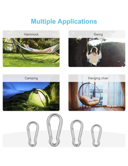 10 Clips de Carabiner de Acero Inoxidable LOTSUN M4 3.98 cm