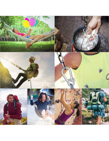 10 Clips de Carabiner de Acero Inoxidable LOTSUN M4 3.98 cm