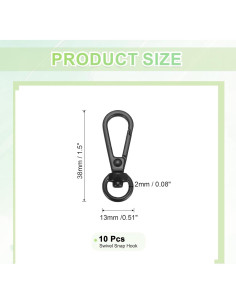 Ganchos Giratorios de Langosta uxcell 10Pcs Aleación Zinc Negro 2