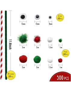 Set de Manualidades Navidad CH HAICHENG 500 Piezas Limpiapipas 2