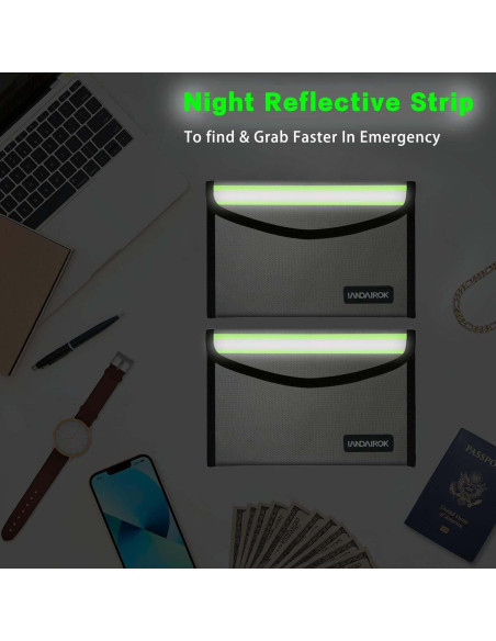 Bolsa a Prueba de Fuego IANDAIROK 13x20cm Plata 2 Piezas