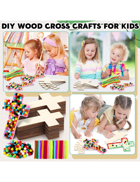 Kit de Artesanías de Cruz de Madera Blueweenly - 48 Piezas