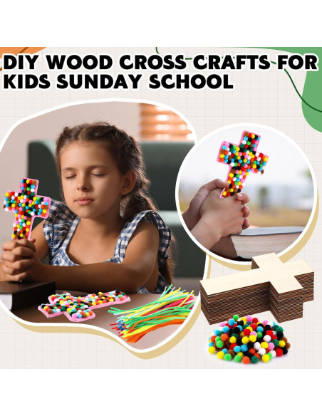 Kit de Artesanías de Cruz de Madera Blueweenly - 48 Piezas