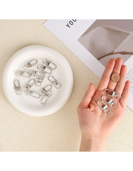 30 Ganchos de Langosta Plateados Salbsever 33mm Acero Inoxidable