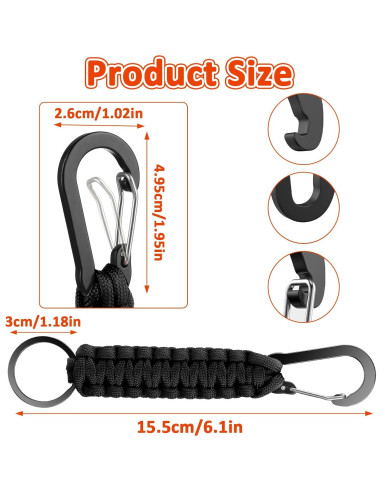 Llavero Paracord Militar Mabor 2 Pcs Negro Alta Resistencia