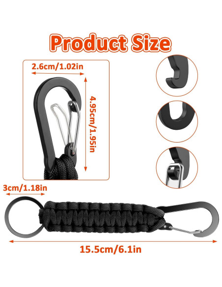 Llavero Paracord Militar Mabor 2 Pcs Negro Alta Resistencia Llavero Paracord Militar Mabor 2 Pcs Negro Alta Resistencia