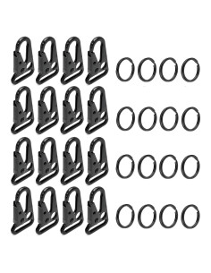 16 Clips de Llavero Tácticos LUYADIN de Zinc 50mm Negro