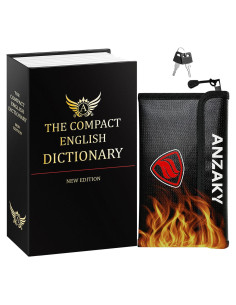 Caja Falsa Diccionario ANZAKY con Cerradura y Bolsa a Prueba de Fuego