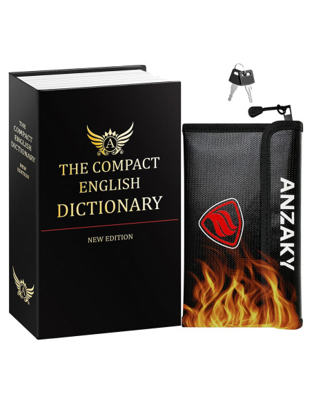 Caja Falsa Diccionario ANZAKY con Cerradura y Bolsa a Prueba de Fuego Caja Falsa Diccionario ANZAKY con Cerradura y Bolsa a Prueba de Fuego