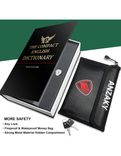 Caja Falsa Diccionario ANZAKY con Cerradura y Bolsa a Prueba de Fuego 2